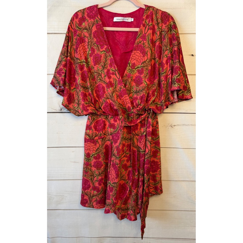 Simona Corsellini Pink Floral Wrap Mini Dress P23CP-AB02301 IT 42 Made in Italy